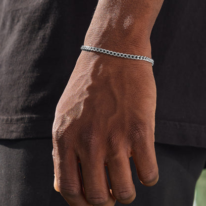 SILVER CUBAN LINK BRACELET 4mm