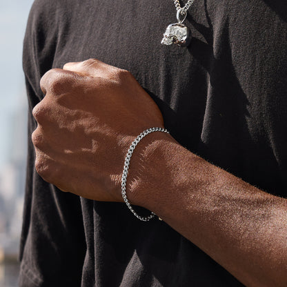 SILVER CUBAN LINK BRACELET 4mm